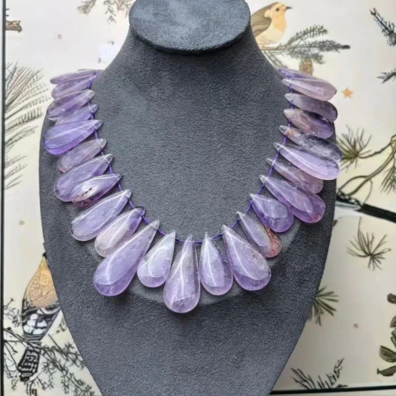 Amethyst citrine Amazonite Rose quartz blue sodalite drop pink opal baroque flat oval 40cm  Wholesale for DIY  Jewelry Necklace