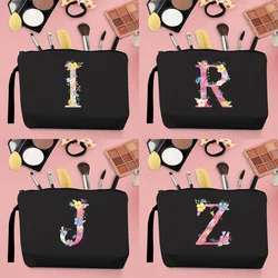 Women's Makeup Bag Portable Makeup Bag Convenient Travel Makeup Bag Canvas Handbag Pink Letter Pattern Jewelry Organizer