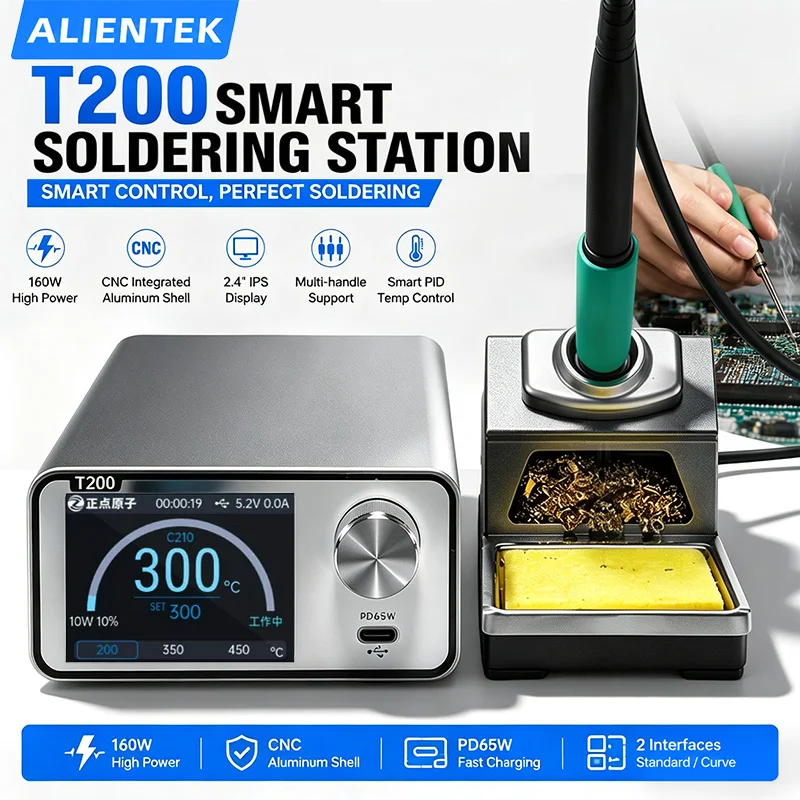 ALIENTEK T200 Portable Smart Soldering Station Support C115 C210 C245 T12 Soldering Tips PCB Repair Welding Station Tools