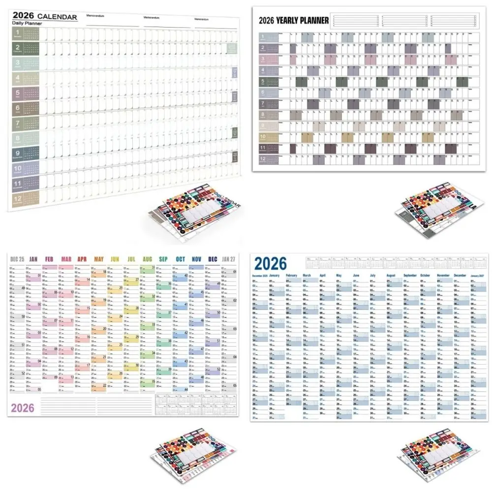 12 Month Wall Calendar 2026 30x20 in Wall Mount Fitness Schedule with Label Stickers Non Laminated Annual Planner Office Use view 3