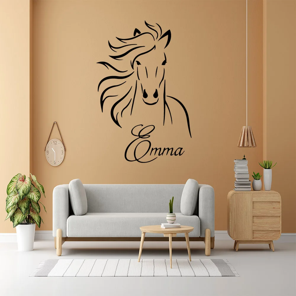 

1 pc cool horse Personalized Name Wall Sticker Wall Decal Sticker Home Decor For Home Decor Living Room Bedroom Sticker Mural