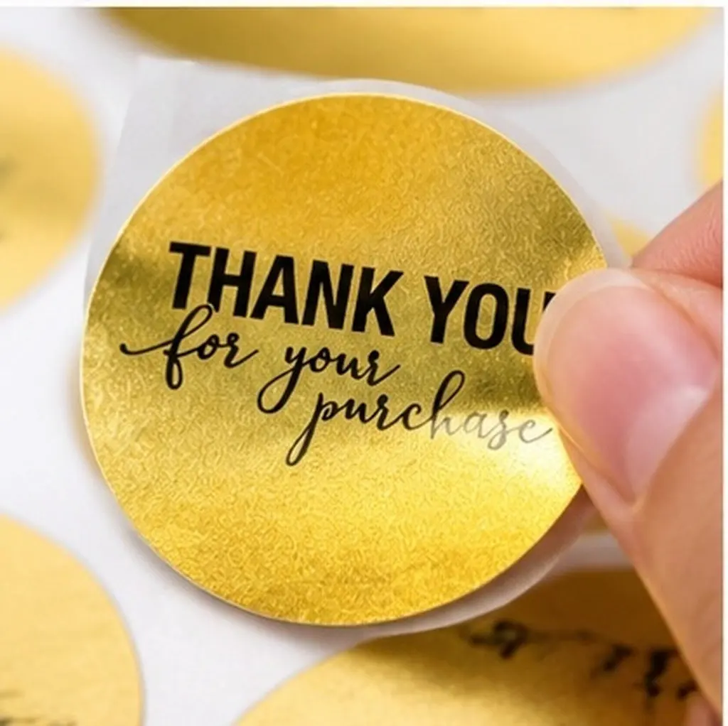 Round Thank You Stickers Roll Self-Adhesive High Quality Adhesive Perfect for Candy Bags Biscuit Packaging Notebook Furniture
