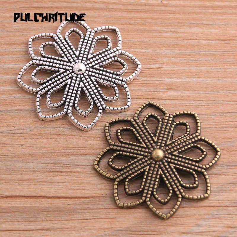 4pcs 34*34mm New Product Two Color Zinc Alloy Hollow Flower Porous Connectors Jewelry Making DIY Handmade Craft