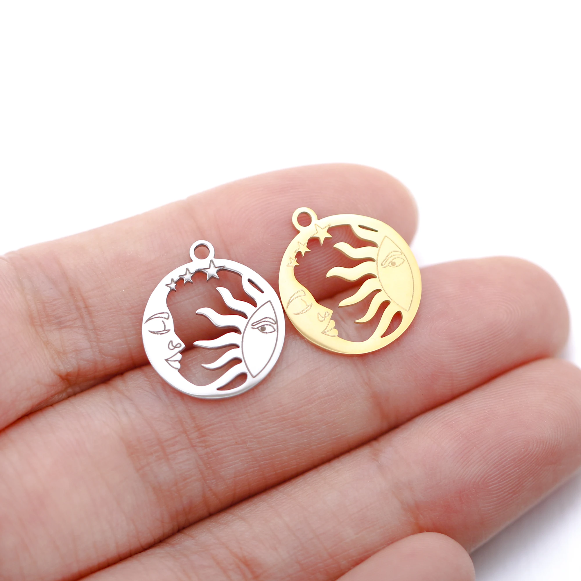 5 teile/los Edelstahl Sonne Mond Sterne Charms Für Schmuck Machen Liefert Diy Ohrringe Armband Halskette Zubehör Großhandel – Detail 18