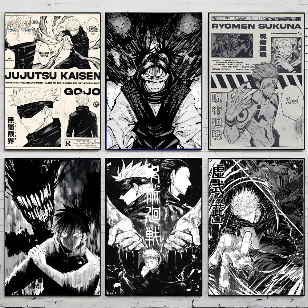 black and white anime J-Jujutsu Kaisen Poster Superior Home Space  Indoor Decorative Art & Home Decor