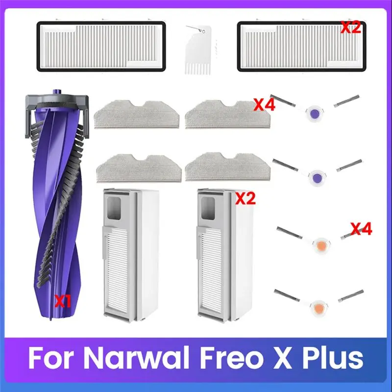 [NEWA76K!】 For Narwal Freo X Plus Robot Vacuum Cleaner Accessories Main Side Brush Hepa Filter Mop Pads Dust Bags Spare Attachme