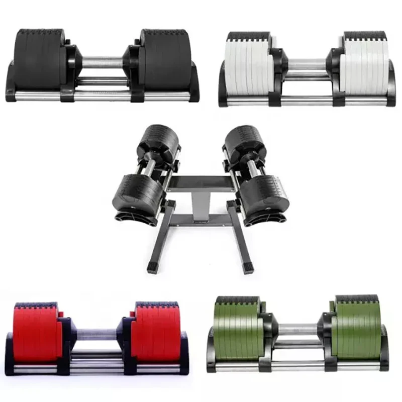 Multiple Colors Adjustable Dumbbells Set 2kg(5lb) or 4kg(9lb) Increase Max 45kg(100lb) Home Fitness Fast Adjustment Dumbbells