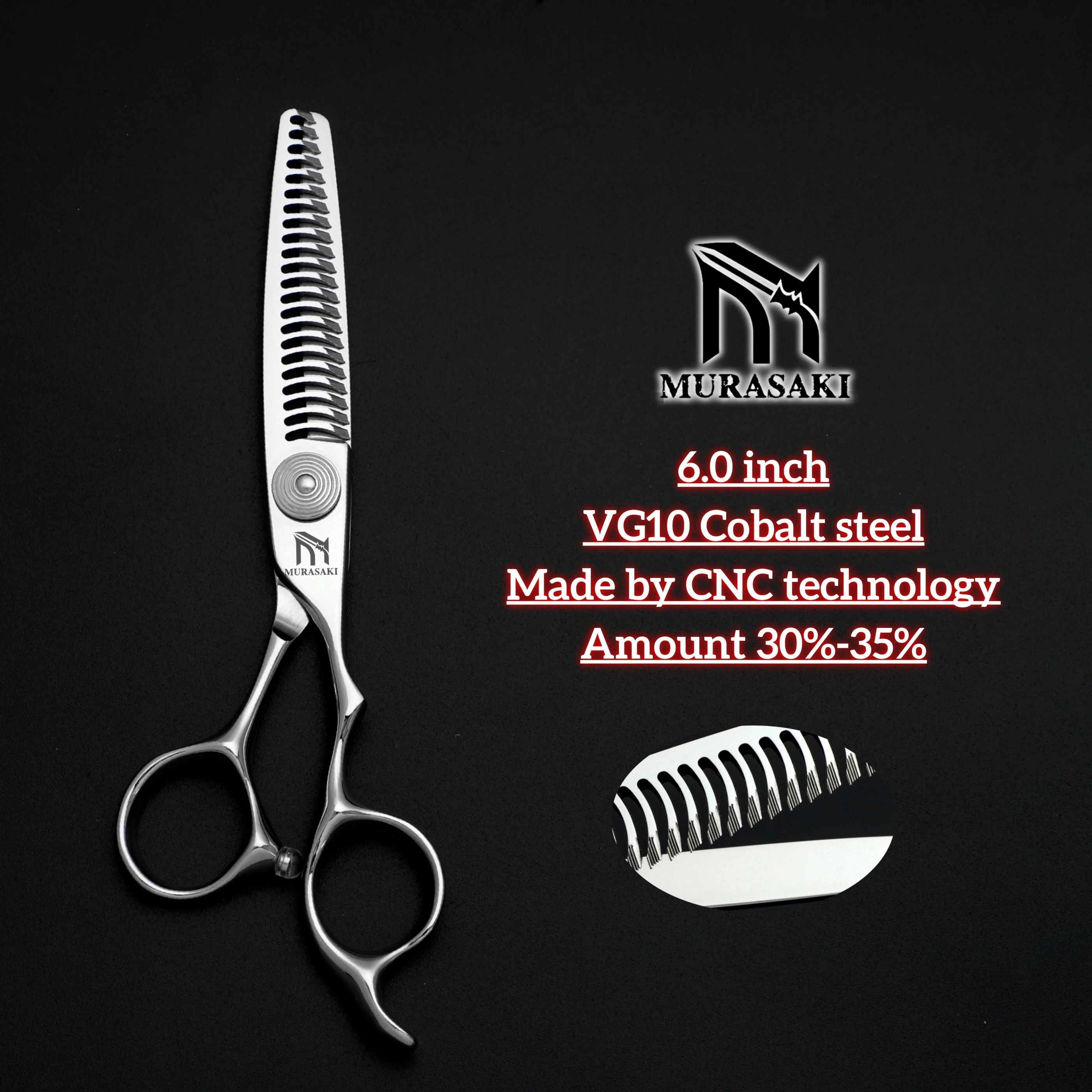 MURASAKI Profi-Friseurschere, Japan VG10 Stahl 6,5 Zoll Barbier-Schere, Patentiertes Hohlkammer-Design Haarschneidewerkzeug – Detail 21