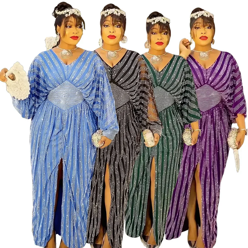 Abiti africani per le donne 2024 Plus Size Elegante abito da sera con paillettes Abito lungo Dashiki Ankara Abiti Robe Abiti africani