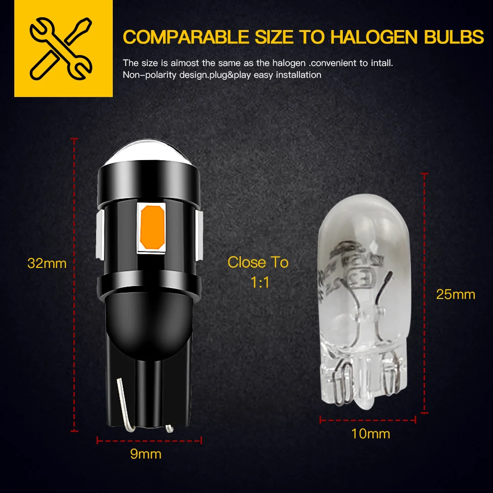 4 قطعة T10 W5W LED لمبة عالية الطاقة سيارة الداخلية جذع أضواء الجانب ماركر لوحة ترخيص مصباح أبيض السوبر مشرق اكسسوارات السيارات