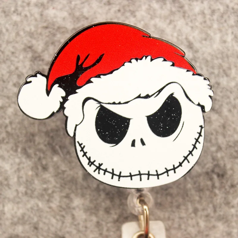 Funny Christmas Jack Hat Man Style Rotate Badge Reel Nurse Workers Enfermera ID Holder Retractable Card Holder Accessory