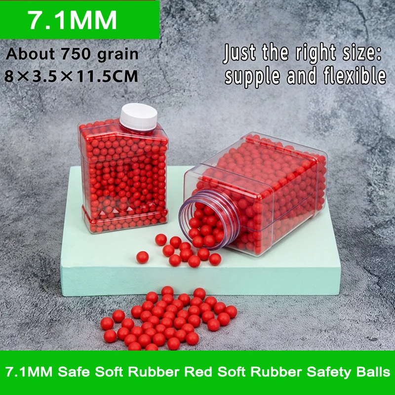 11HH 7.1MM Red Soft Rubber Safety Balls, Compatible with Kids Toy Guns, Outdoor Shooting Game Accessories for Children