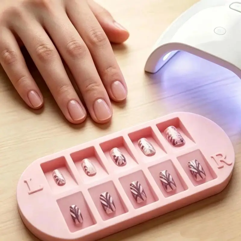 1Pcs False Nail Display Organizer 10-Grids Nail Tip Storage Tray With L/R Mark Reusable Nail Art Storage Plate For Salon & Home - view 3