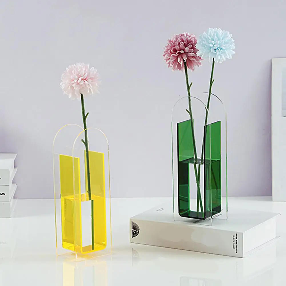 Jarrón Blanco Irregular Geométrico De Plástico | 20,5 Cm Para Decoración De Oficina Y Hogar (6,8x20,5x11 Cm)