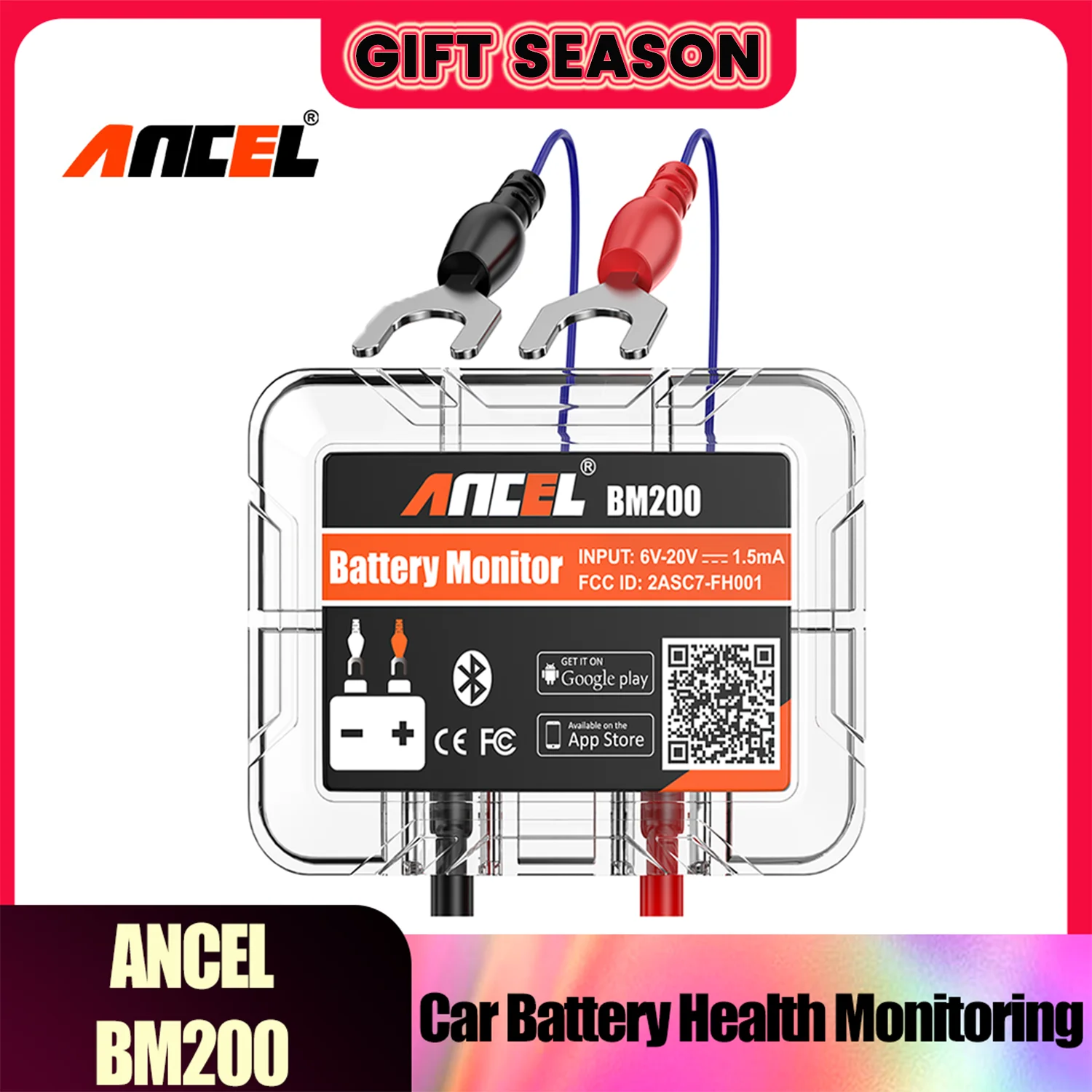 ANCEL BM200 OBD Scanner 12V Battery Health Tester APP Monitoring Battery Monitor Tools For Android IOS