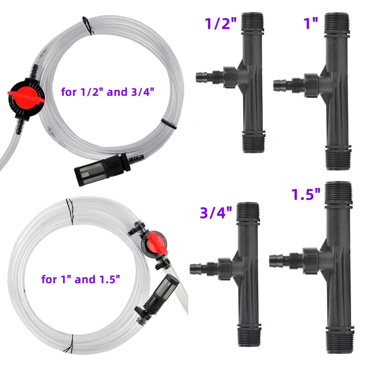 

1/2" 3/4" 1" 1.5" Irrigation Venturi Fertilizer Kit Agriculture Water Tube Garden Greenhouse Automatic Watering System Fittings