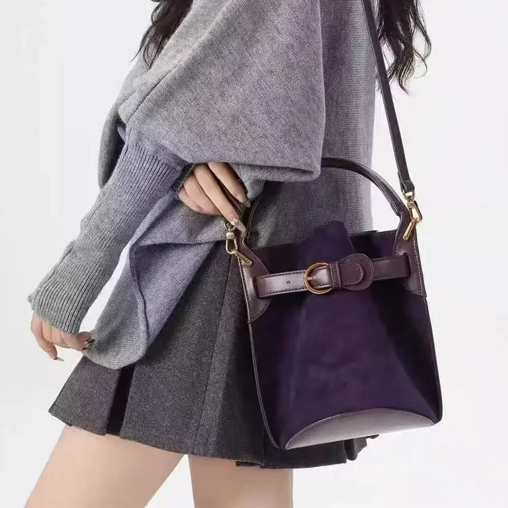 

Fashion PU Luxury Handbag Purple Large Capacity Bucket Bag Tote Bags