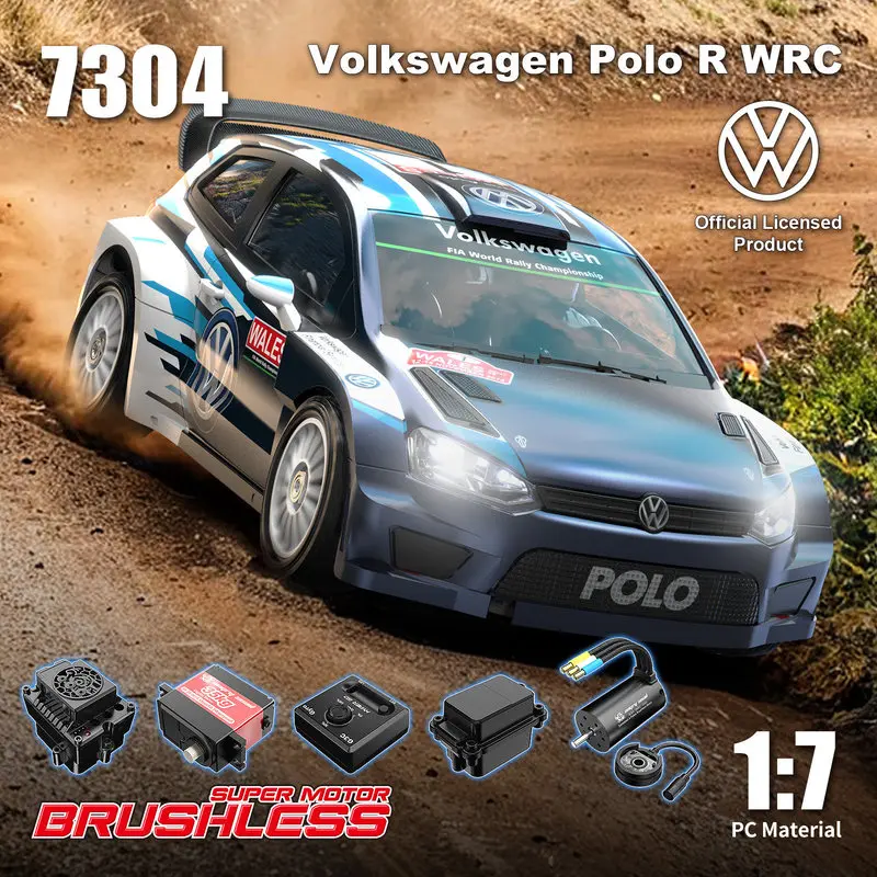 MJX In Stock Remote Control Rally Car 7304 7303 1:7 Large Scale Brushless Motor Volkswagen Polo R Wrc Drift Metal Car