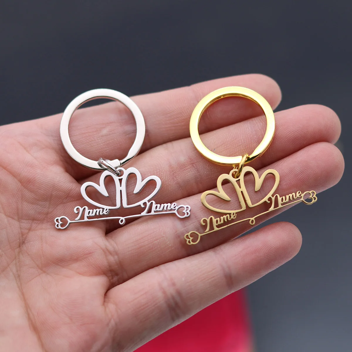 QIAMNI Personalized Custom Laser Engraved Letters Keychain Stainless Steel Flower Key Chains Handbag Car Keyring DIY Sweet Gifts