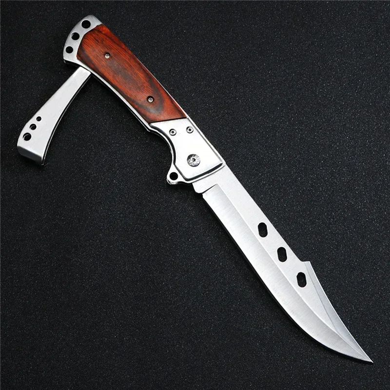 

Brand Outdoor Tactical Camping Hunting Survival Pocket Quick Folding Knife Camping 58HRC 7cr13 Blade Portable Wood Handle Knives