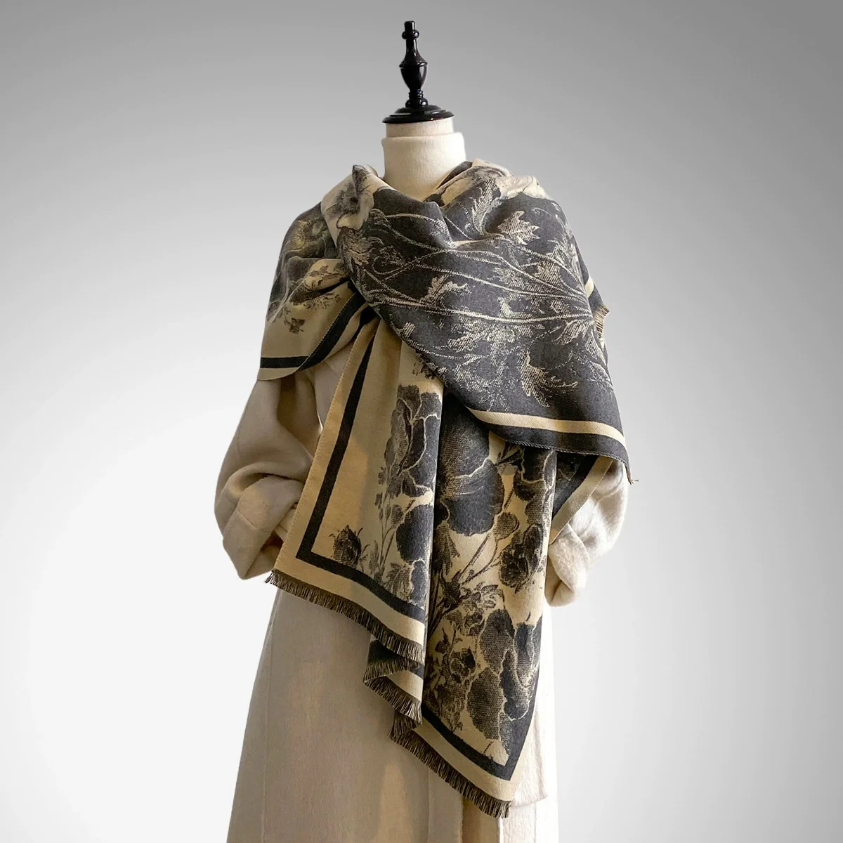 

2023 женский роскошный кашемировый шарф с ромашками, зимнее теплое толстое одеяло из пашмины, шаль, шейный платок, модный Bufanda Echarpe