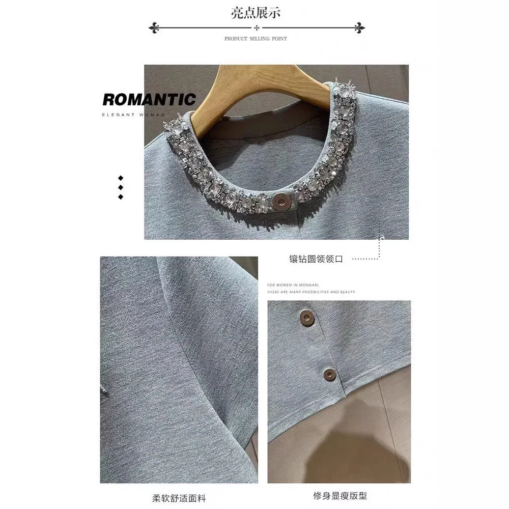 2025年夏 ミュウ風装飾ラウンドネックTシャツ＆ショートパンツセット カジュアルシックアンチエイジングファッション レディースツーピースセット
