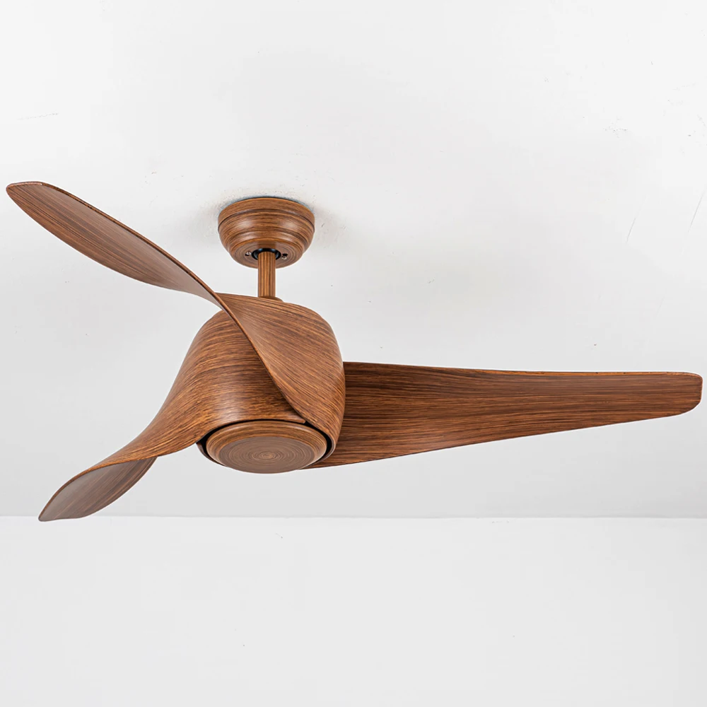 Deluxe 52 Inch Walnut 3 Paddle Blade 230V Energy Saving Copper Inverter DC Motor LED Light Ceiling Fan Without Light