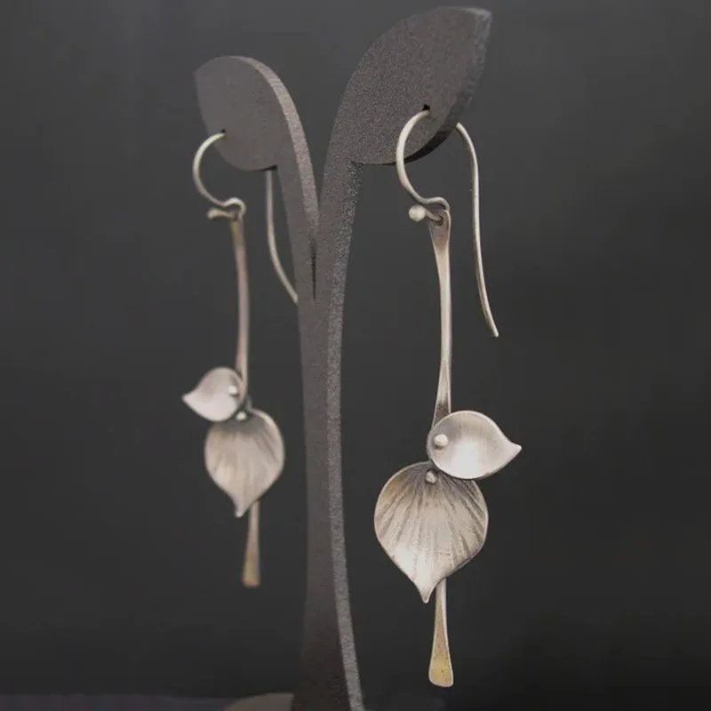 

Vintage Plant Leaf Petals Earrings For Women Female Vintage Custom Jewelry