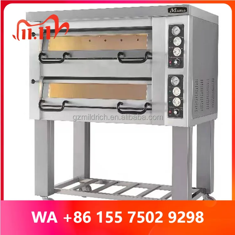 Stainless Steel ro Den Luxury Pizza Oen/Commerical Double Deck Outdoor Pizza Baking Oen al
