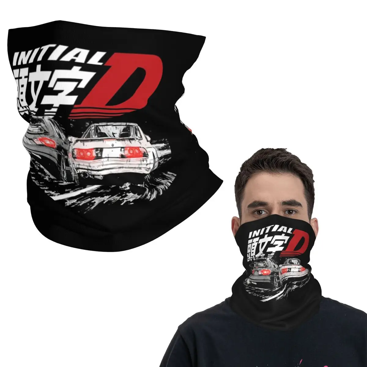 Initial D - Mountain Drift Racing Tandem Takahashi Bandana, pañuelo para el cuello, bufanda estampada, bufanda multiusos para ciclismo