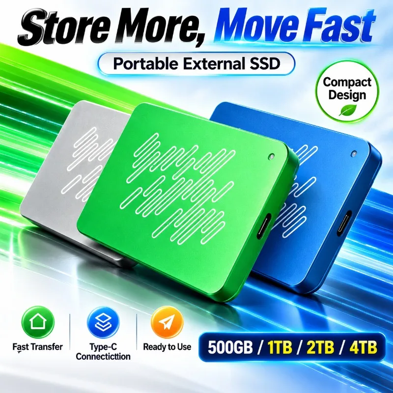 A3 Series USB3.0 SSD External Hard Drive, 500GB 1TB 2TB 4TB Portable  Solid State Disk for Gaming Console & Office Gift