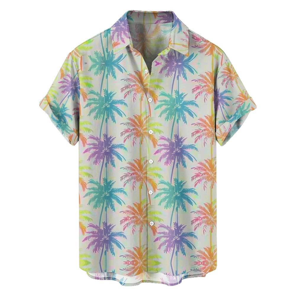 Original design Tropical Rain Forest Trend Dance Party Fashion Premium coconut Print Travel summer loose short sleeve shirt