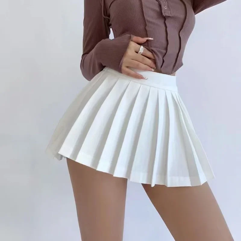 Женские пикантные белые плиссированные юбки Y2K с высокой талией, корейские юбки в стиле преппи для чарлидинга, женская модная уличная универсальная мини-юбка