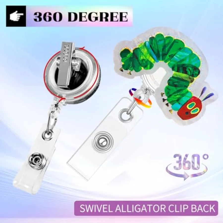 Carrete de insignia The Very Hun Caterpillar, carretes de insignia divertidos, soporte retráctil para insignia, carrete, Clip de identificación, Animal lindo, decorativo pediátrico