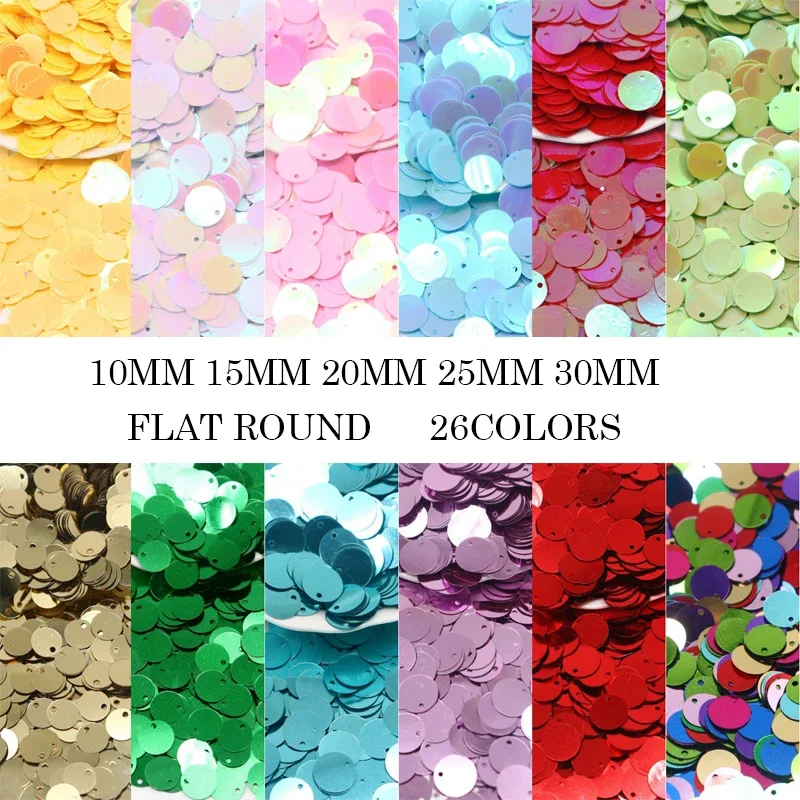 20g Paillettes Sequin 10mm 15mm 20mm 25mm 30mm Sequins Side Hole Sewing Wedding Crafts DIY Accessory Lentejuelas Para Coser