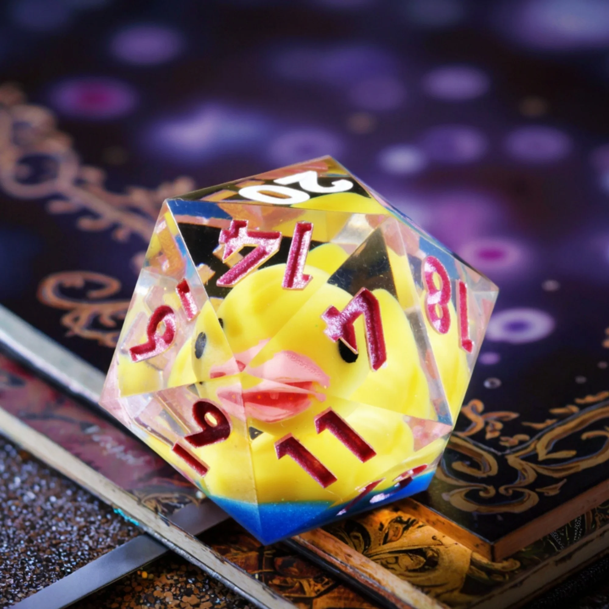 

MINI PLANET Yellow Duck Dice Handmade Polyhedral Resin Dice with Sharp Edges for TTRPG Dungeons&Dragons Game DND Dice Set 7pcs