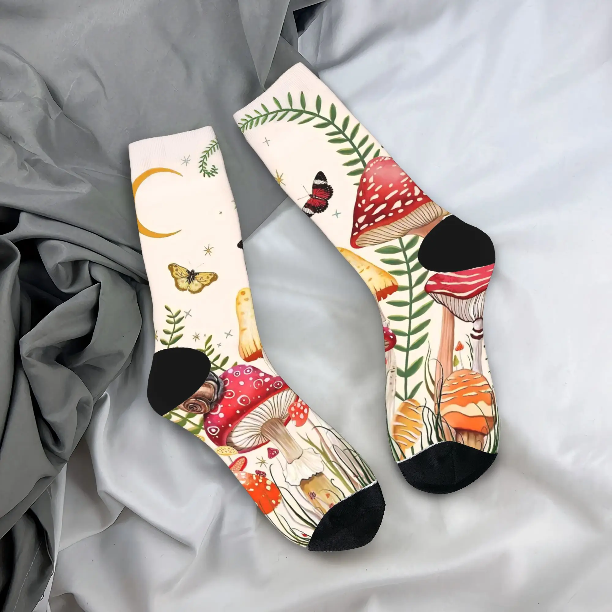 Autumn Winter Fashion Men's Women's Cartoon Mushroom Socks  Sweat Absorbing Basketball Socks