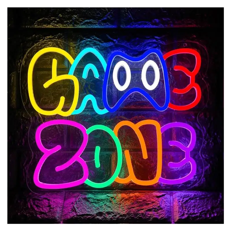 Gaming Zone Neon Sign Lights For Wall Decor USB Powered Lamp Bedroom Bar Shop Game Room For Game Lover