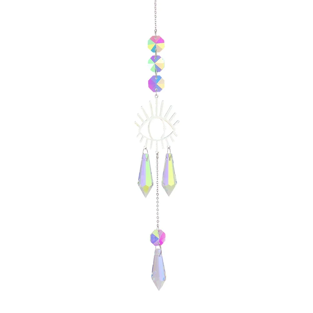 Crystal Butterfly Demon Eye Wind Chime Crystal Wind Chimes Suncatcher Handmade Hanging Suncatcher with AB Coating for Window Car