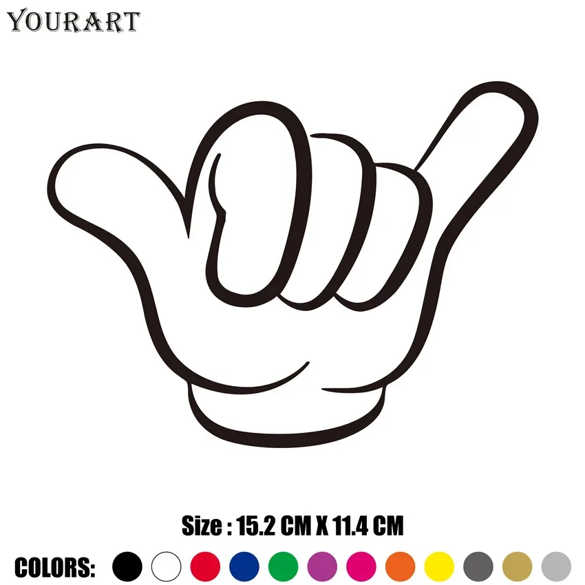 YOURART Waterproof Vinyl Car Sticker Surf Stickers Car Funny Hands Shaka Hang Loose Decal For Seat Leon Volkswagen Saab Vinilo