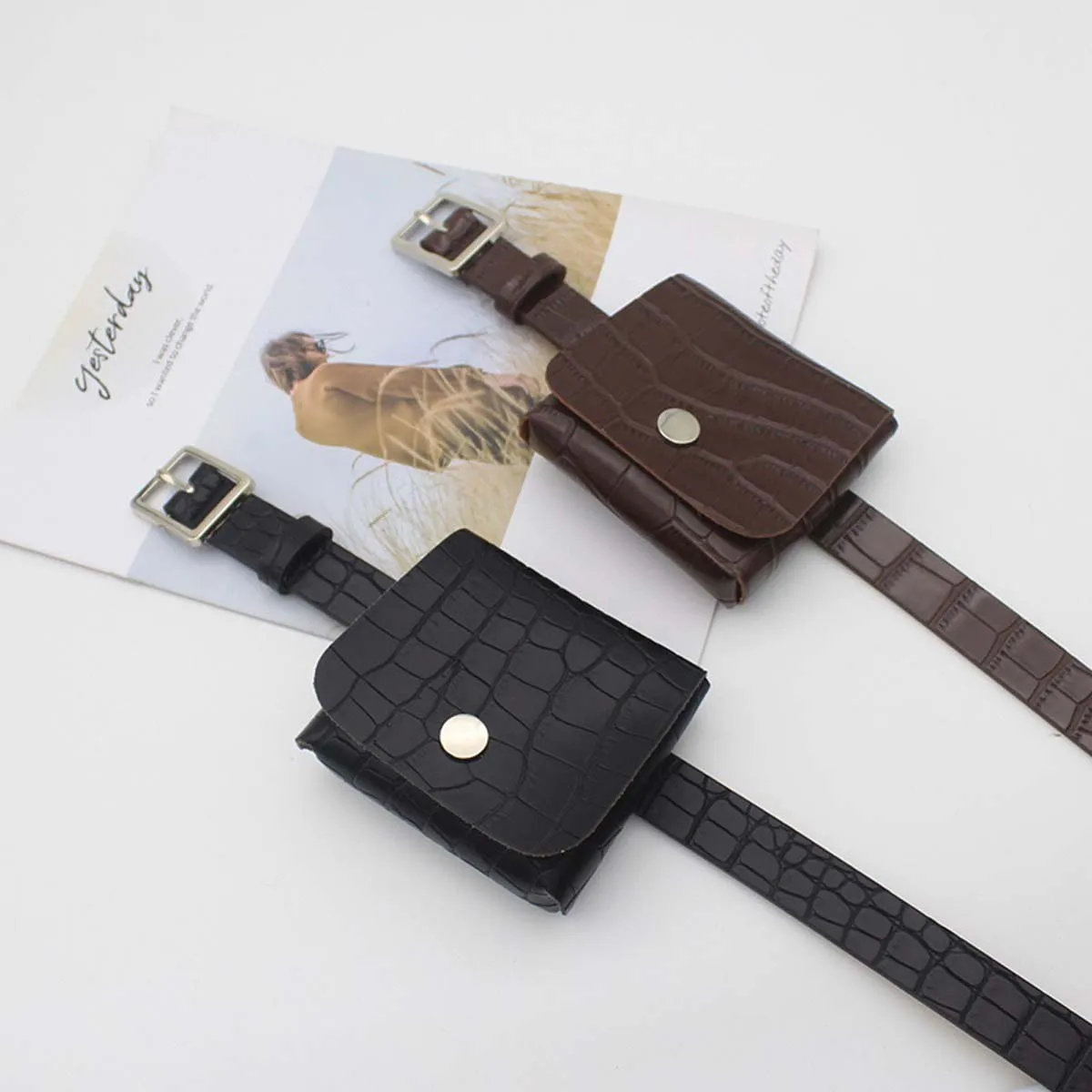 Fashion Waist Packs Fashion Bags Belt Bag Women\'s Purse Alligator Decorative Belt Female Travel Waist Bag Top PU Leather