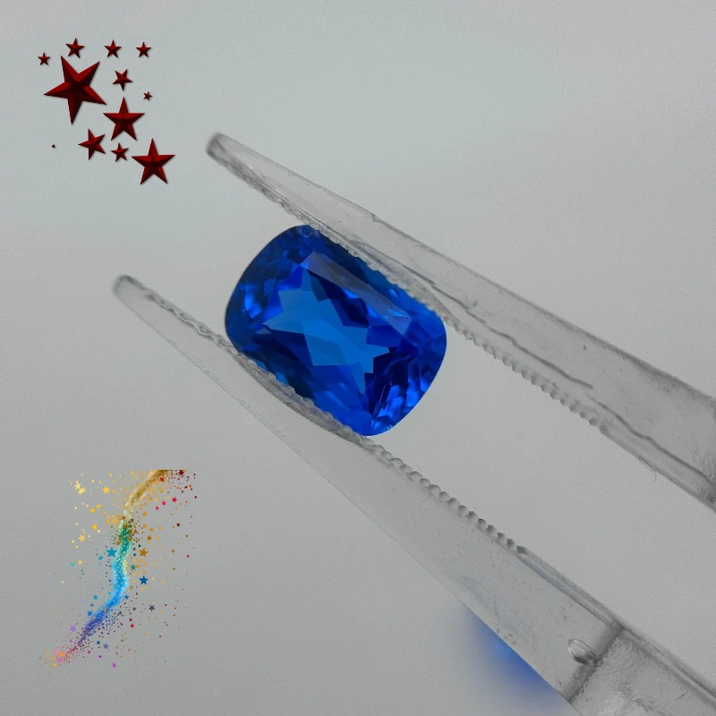 

Прямоугольный синий кобальтовый шпинель (синий демон) выращенный в лаборатории