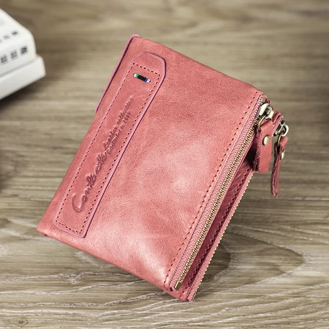 CONTACT'S Krótkie portfele damskie z prawdziwej skóry Luksusowe designerskie etui na karty Portmonetka Klips na pieniądze Mini portfel damski Torba męska