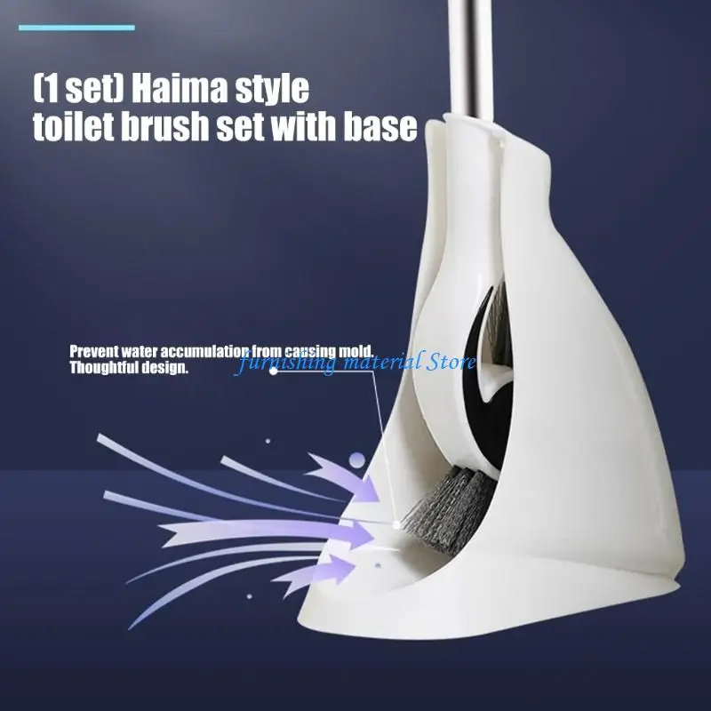 Y5GD Modern Design Toilet Cleaning with Unique Seahorse Head Plastic Toilet Brush & Holder for Effective Stain Removal
