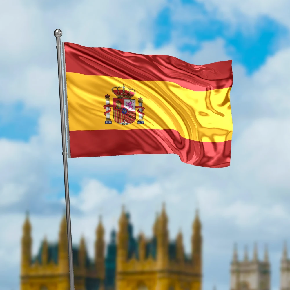3x5 Ft Spain Flag Vivid Color and Fade proof Kingdom of Spain Flags Polyester with Brass Grommets 3 X 5 Ft