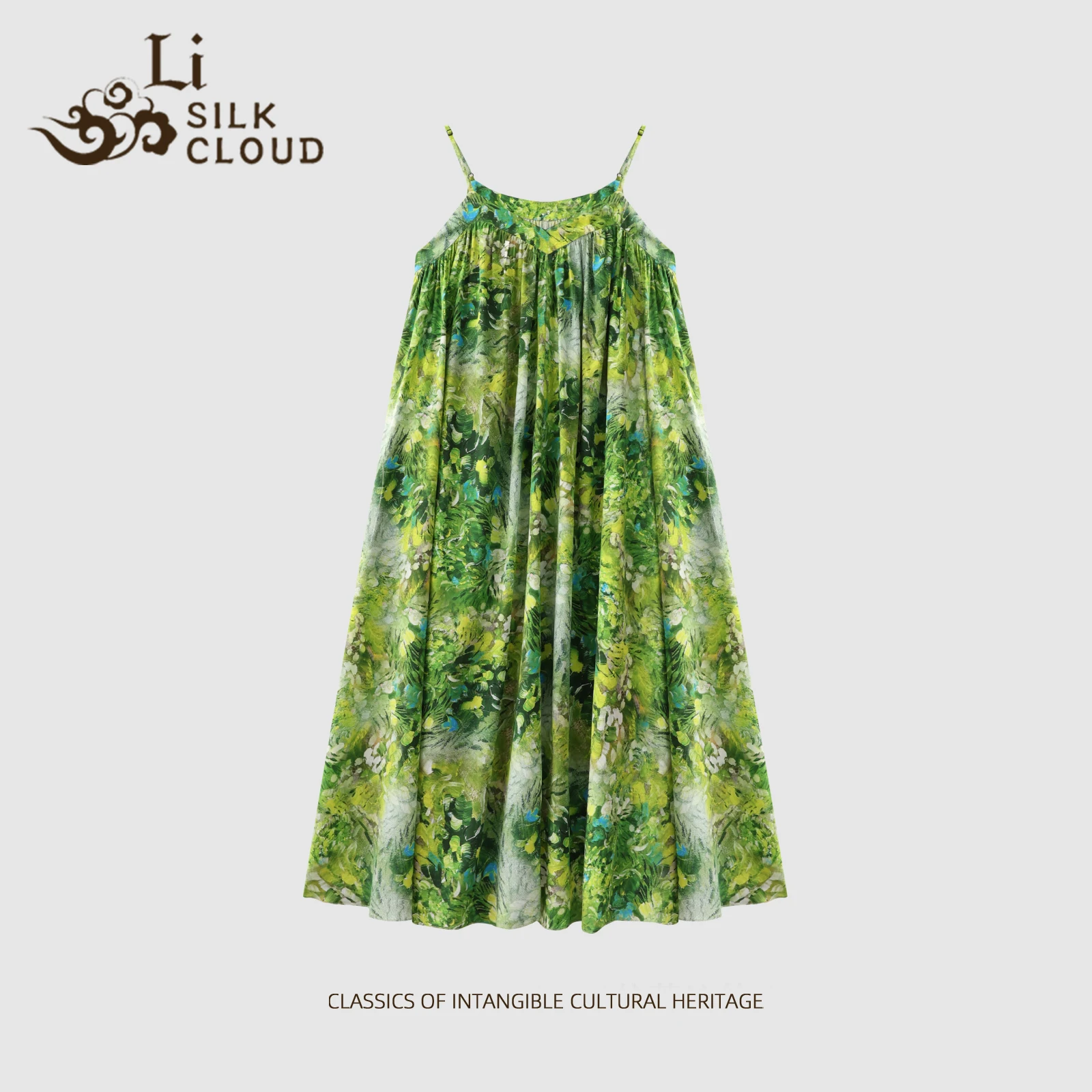 LI SILK CLOUD Robe Xiangyunsha Style bohème - Tissu en pure soie, drapé luxueusement lisse et fluide