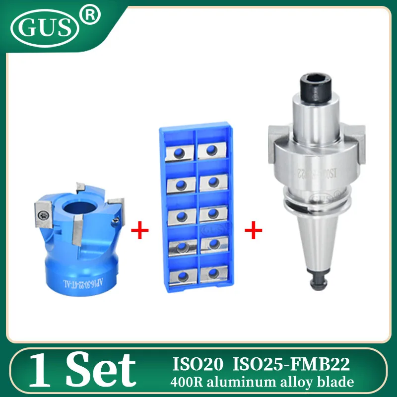 

1set ISO20 ISO25 FMB22 CNC lathe tool holder + EAP400R50/63/80/100-22 4T 6T Aluminum milling cutter head +10pcs APKT1604 blade