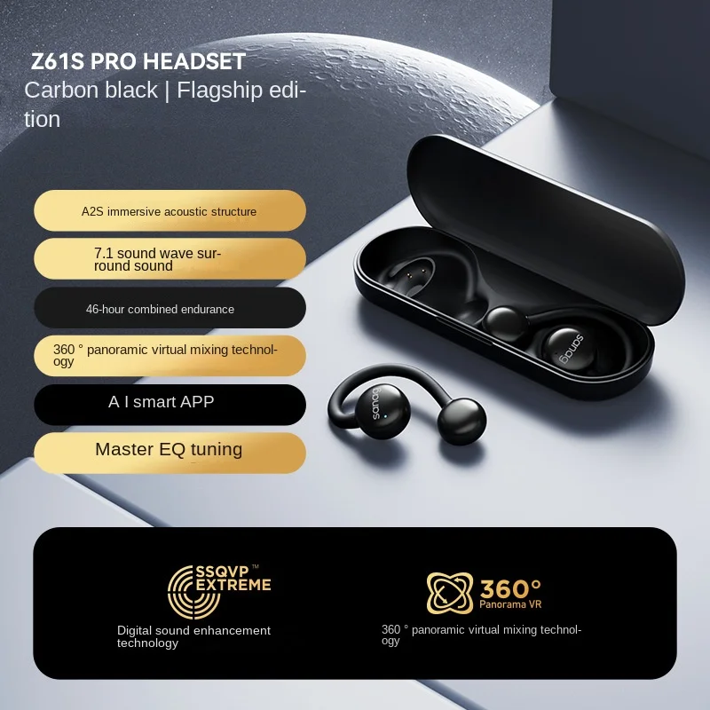 Sanag Z61 PRO Wireless Bluetooth Headset Intelligent Noise Reduction Earphone Running Sports Ear-hook Type Long Battery Life