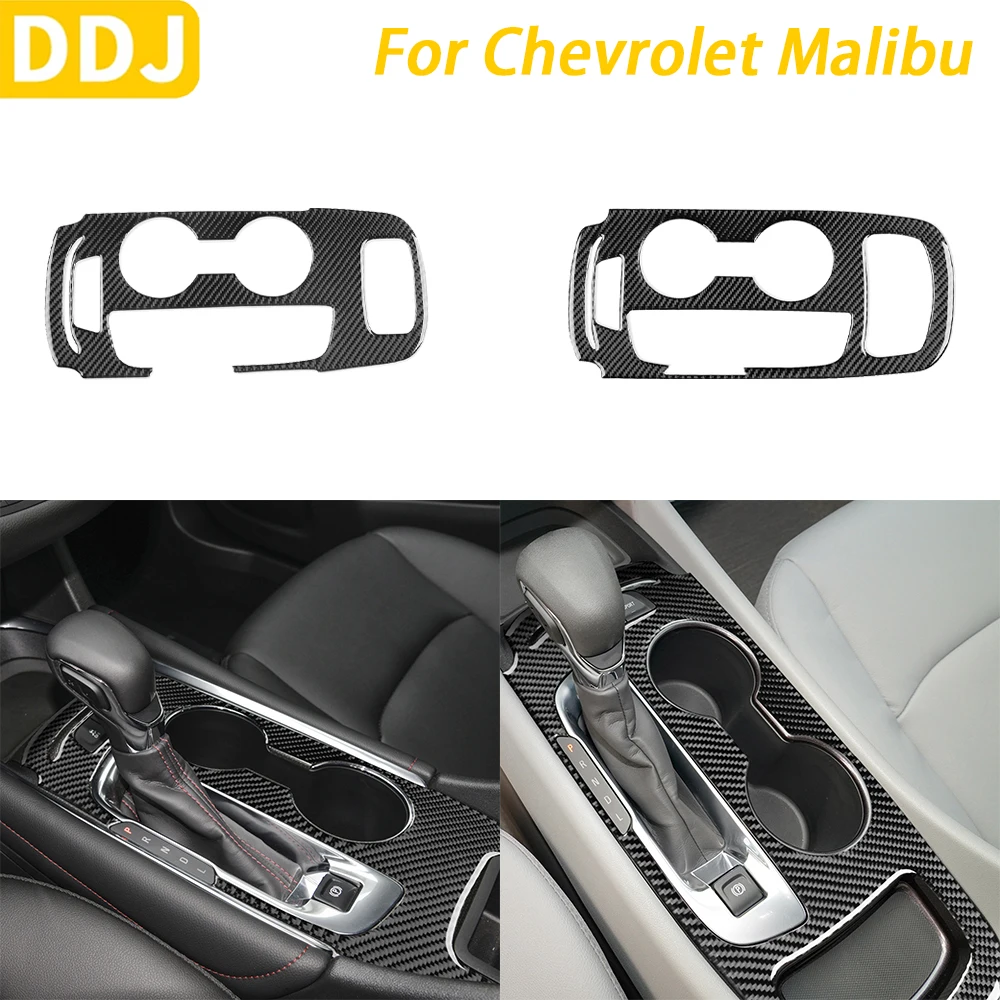 

For Chevrolet Malibu 2016-2024 Carbon Fiber Gear Shift Water Cup Holder Panel Decorative Cover Car Interior Accessories Sticker