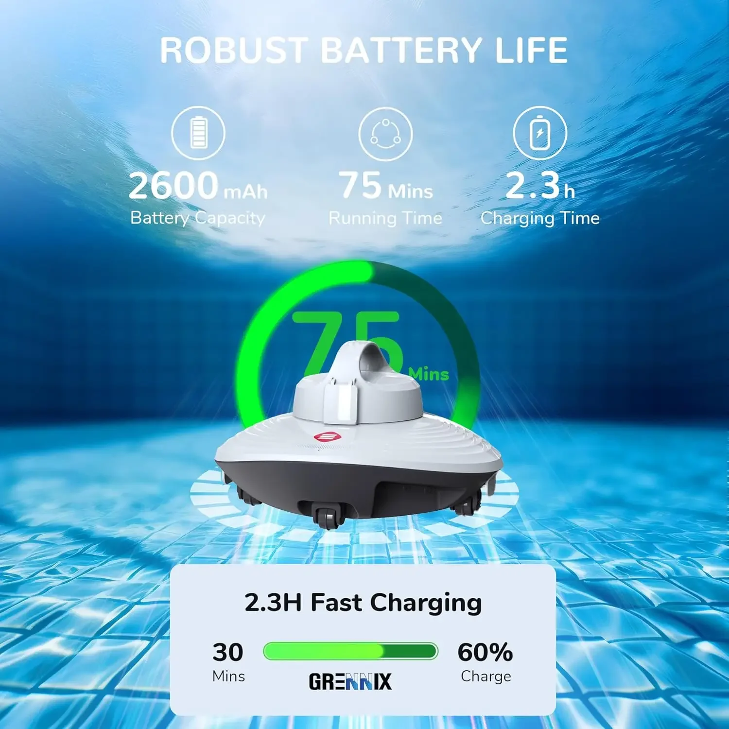 Imagem -02 - Limpador de Água Automático sem Fio com Alça Superior Vácuo para Piscina Acima do Solo e Piscina Interna